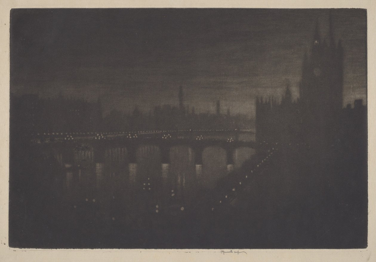 Westminster, wieczór autorstwa Joseph Pennell