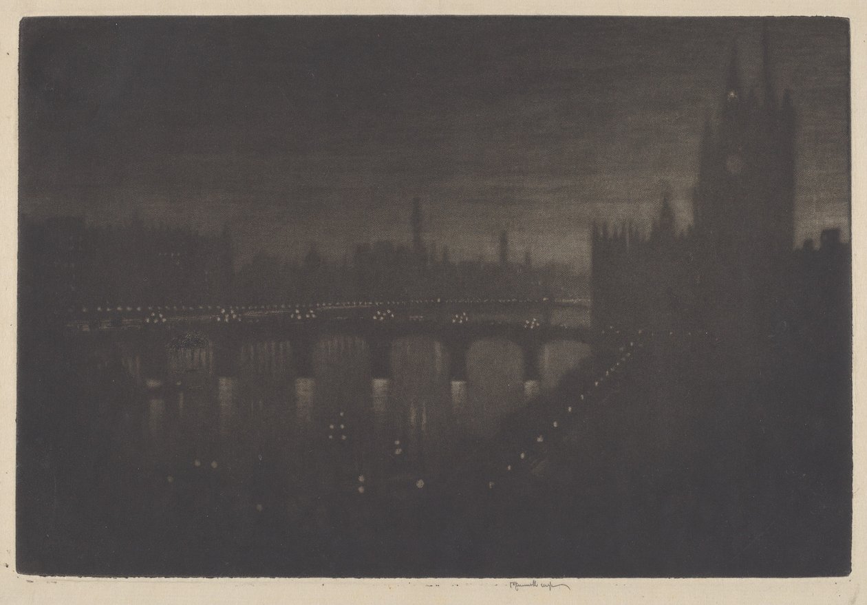 Westminster, Wieczór, 1909. autorstwa Joseph Pennell