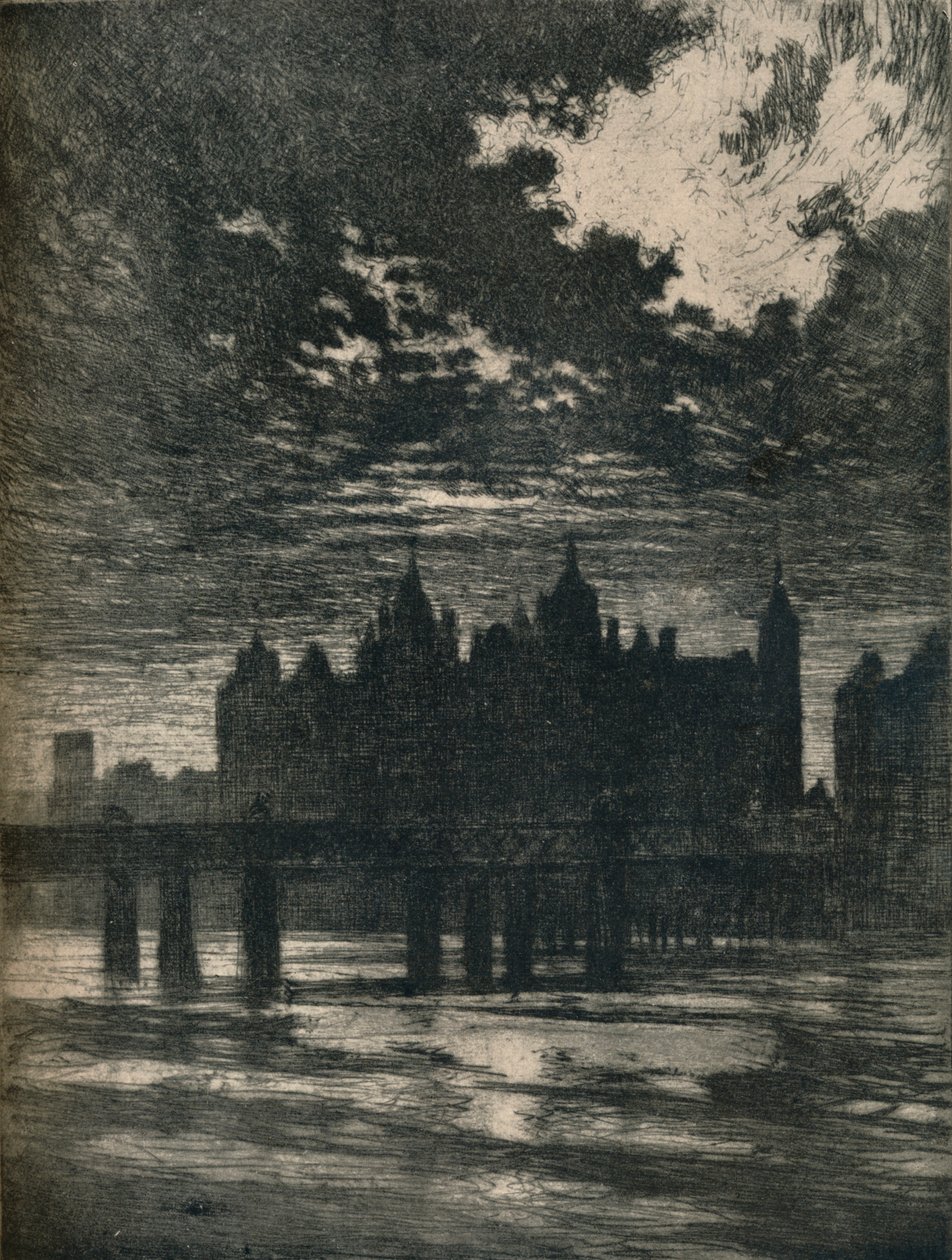 Sąd Whitehall, 1903. 1906-7 autorstwa Joseph Pennell