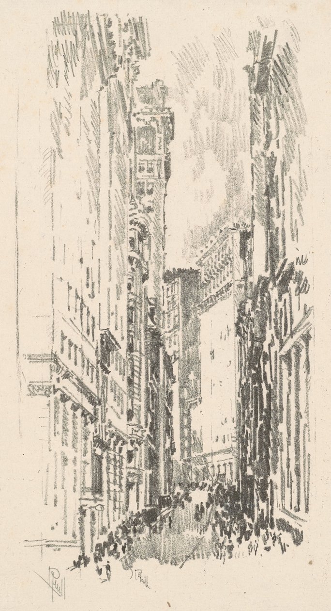 Ulica Williama, 1904. autorstwa Joseph Pennell