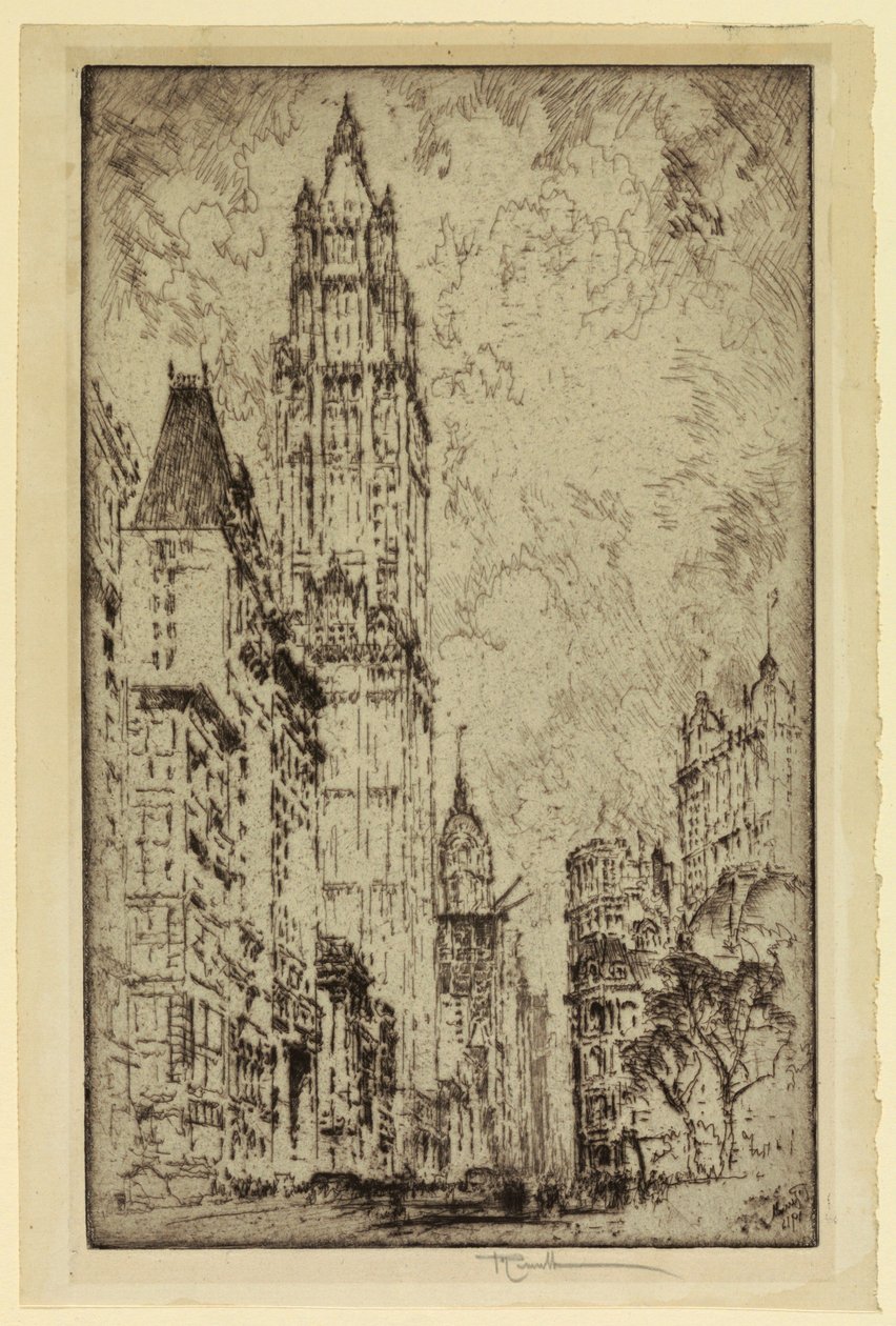 Budynek Woolworth, Nowy Jork autorstwa Joseph Pennell