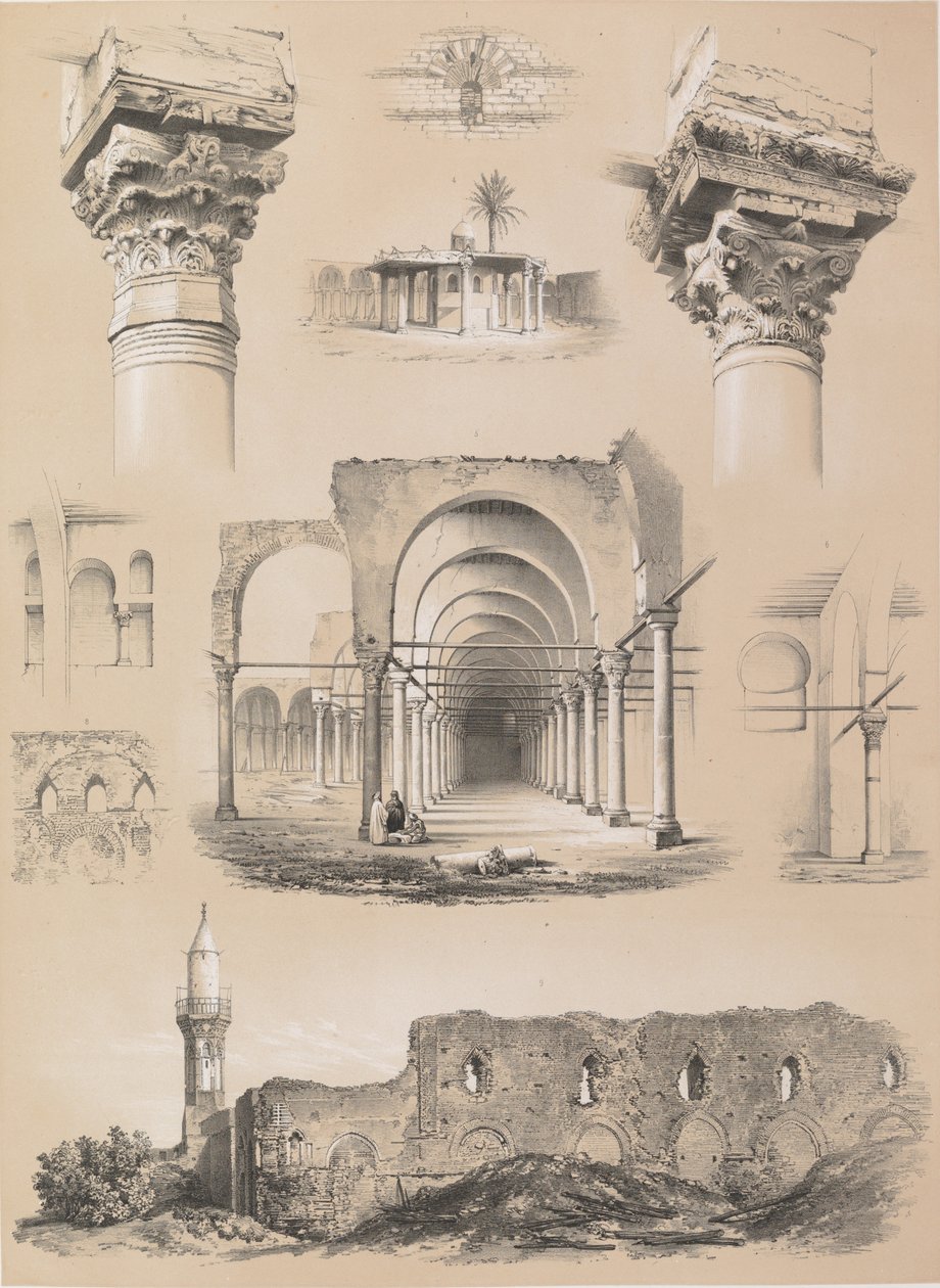 Szczegóły, Meczet Amrou, Kair, 1843. autorstwa Joseph Philibert Girault De Prangey