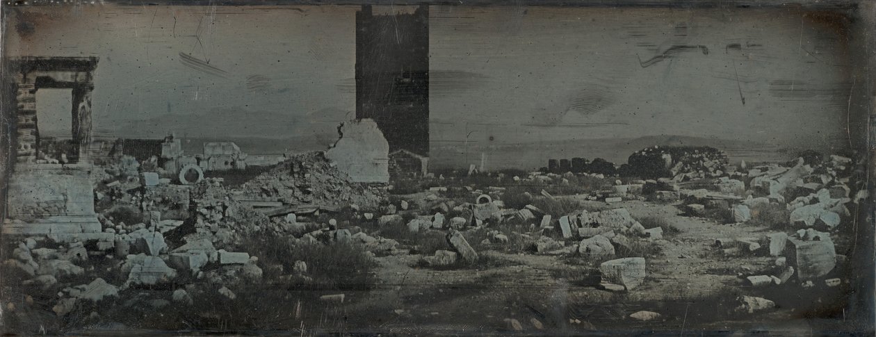 Ruiny i pierwszy plan, Akropol, Ateny, 1842. autorstwa Joseph Philibert Girault De Prangey
