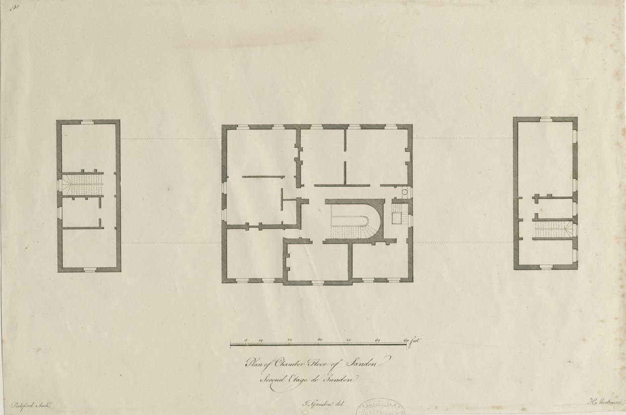 Sala Sandona - Plan piętra komory: sztych, nd [1769-1771] (druk) autorstwa Joseph Pickford