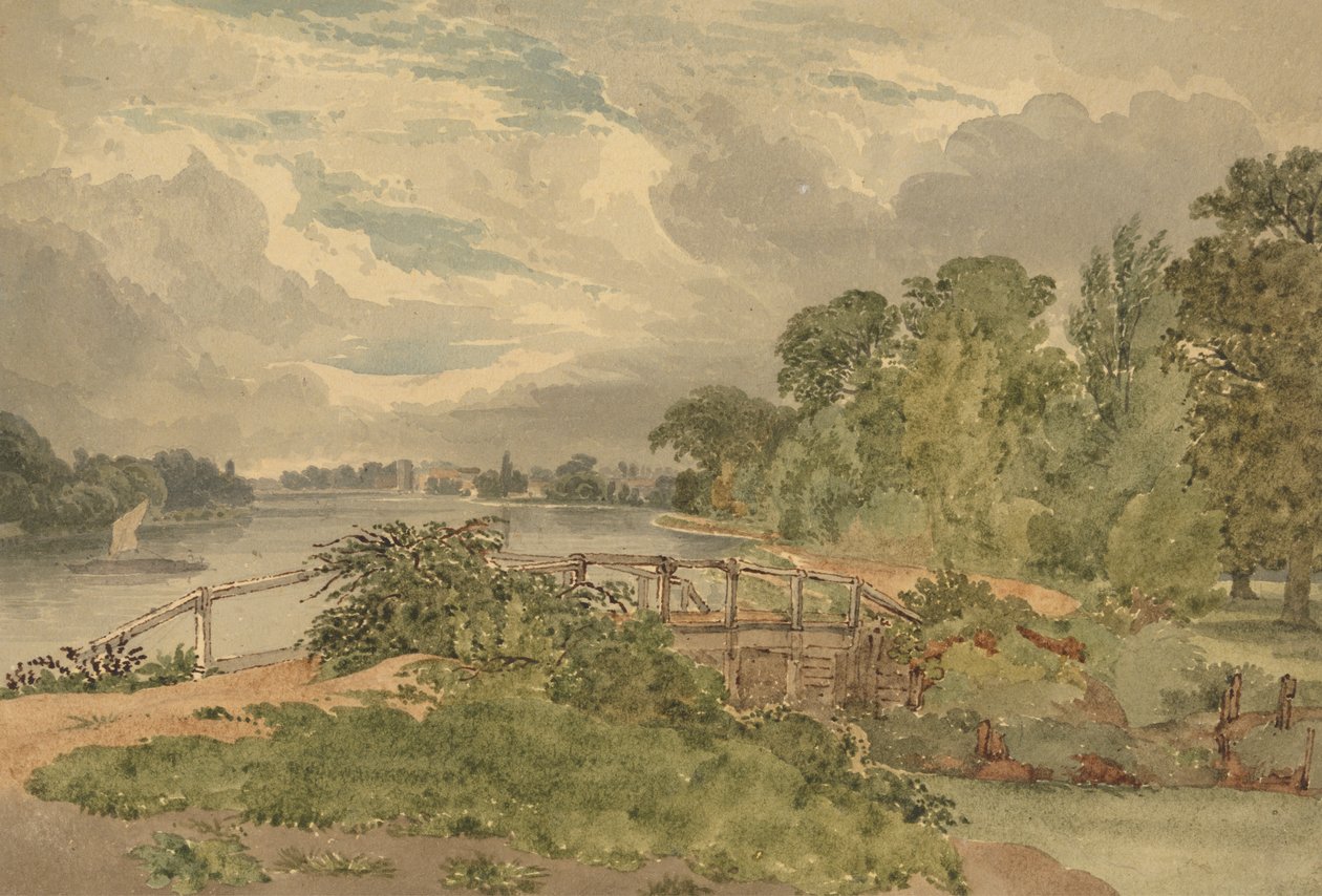 Paisagem do rio com bloqueio em Foregroundpolish autorstwa Joseph Powell