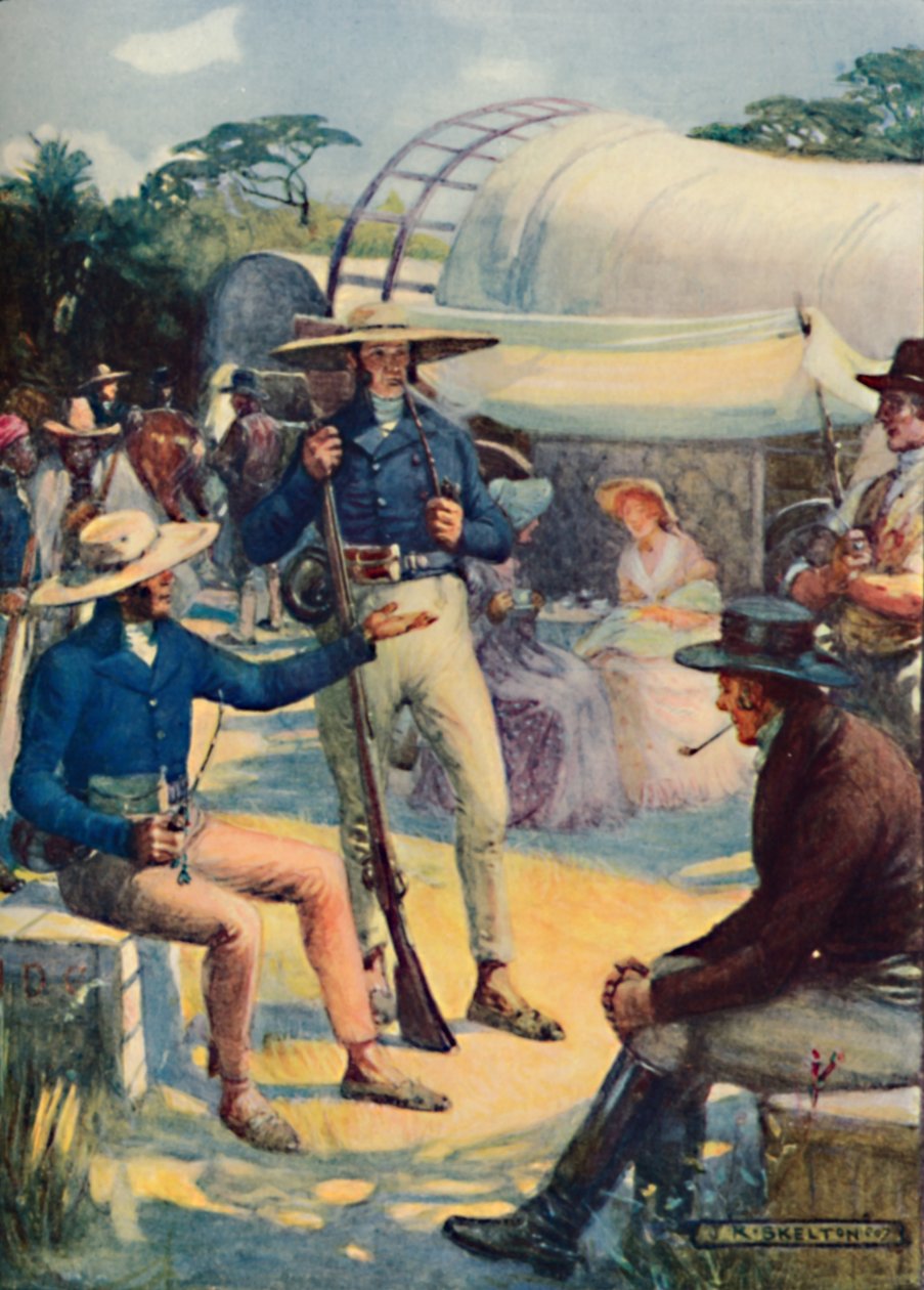 1820 Osadnicy i ich konwoje burskie, 1909 autorstwa Joseph Ratcliffe Skelton