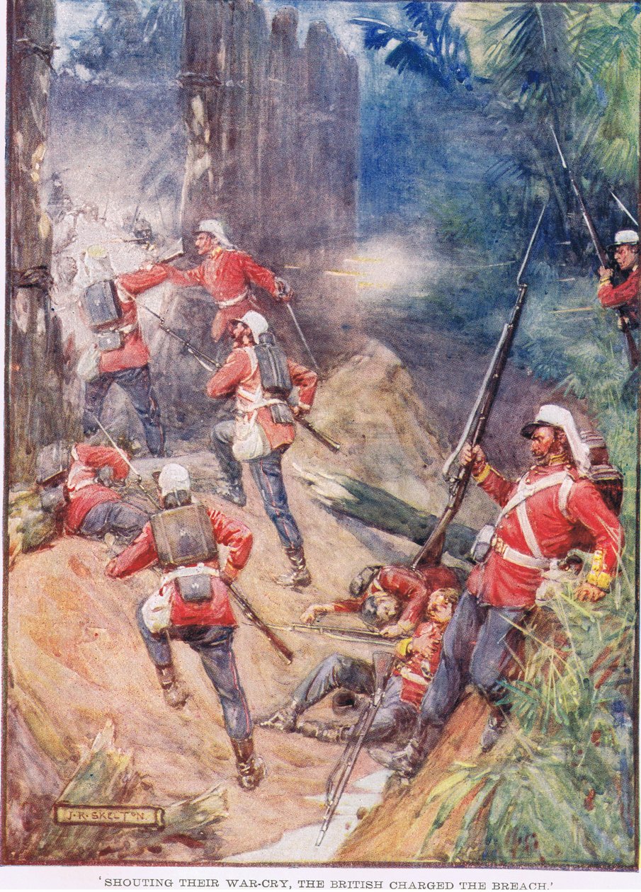 Wykrzykując swój wojenny okrzyk, Brytyjczycy oskarżyli o wyłom autorstwa Joseph Ratcliffe Skelton
