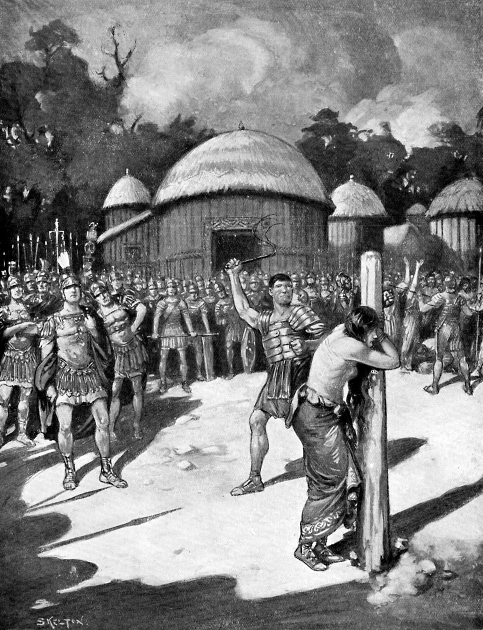 Biczowanie Boadicei, 60 rne, c1920 autorstwa Joseph Ratcliffe Skelton