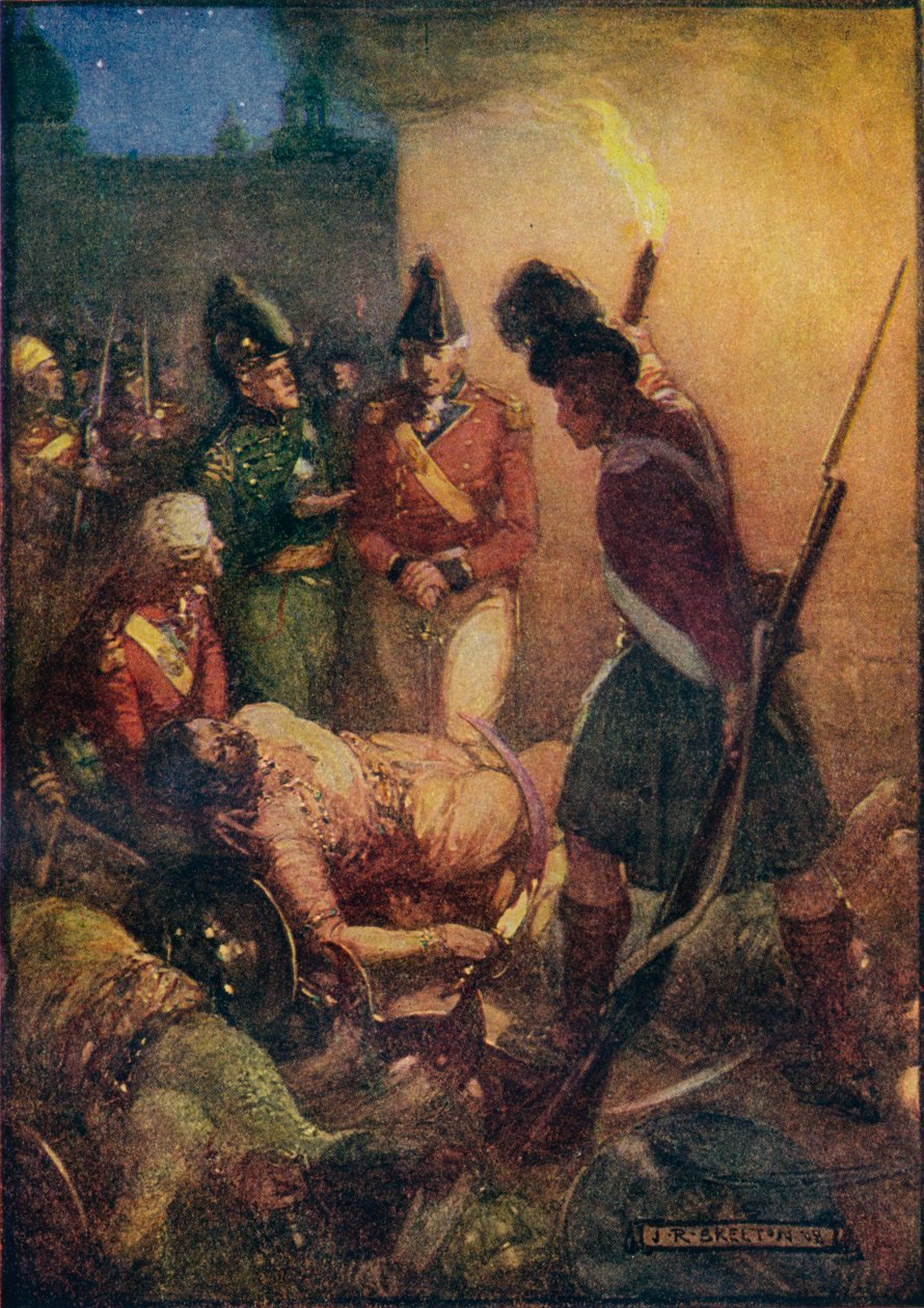 Ciało sułtana Tippoo zostało znalezione pochowane pod tymi z jego wyznawców, 1908, c1920. autorstwa Joseph Ratcliffe Skelton
