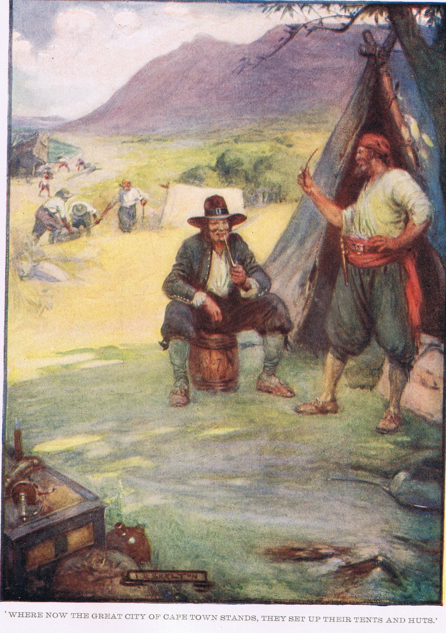Tam, gdzie stoi wielkie miasto Cape Town, rozbili swoje namioty i chaty autorstwa Joseph Ratcliffe Skelton