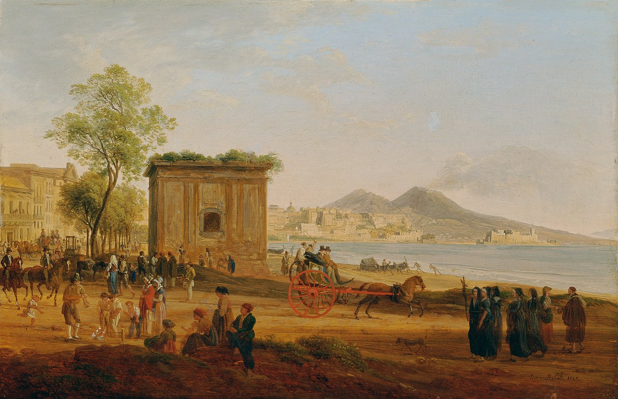Zatoka Neapolitańska ze scenami z życia popularnego autorstwa Joseph Rebell