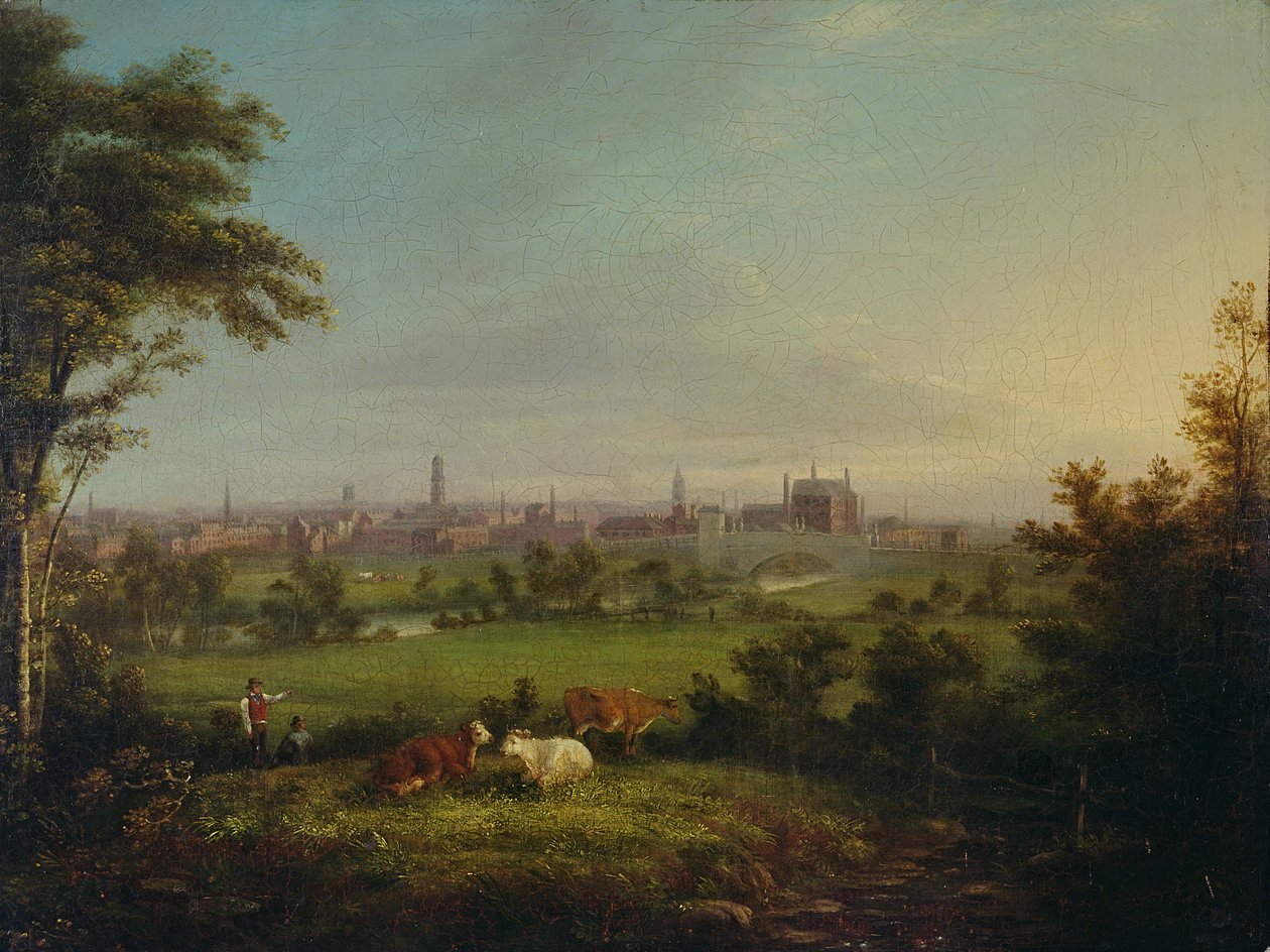 Leeds z łąk, ok. 1825 (olej na płótnie) autorstwa Joseph Rhodes