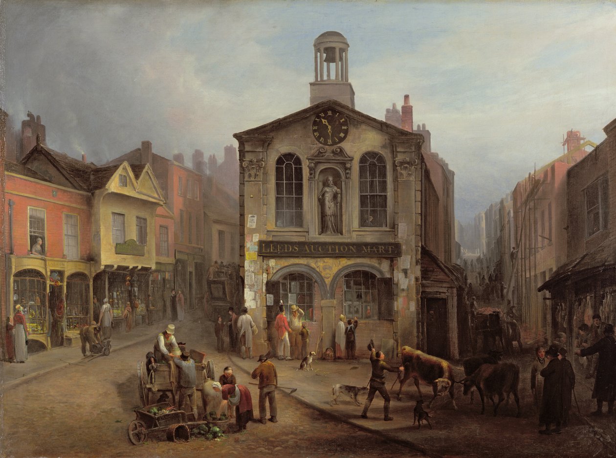 The Old Moot Hall, Leeds, ok. 1825 (olej na płótnie) autorstwa Joseph Rhodes