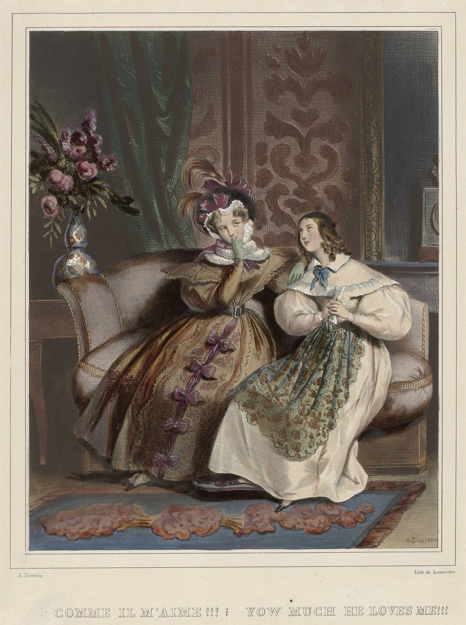 Kobiety. Galeria Mody, ca. 1830: Jak on mnie kocha!!! (...) autorstwa Joseph Rose Lemercier