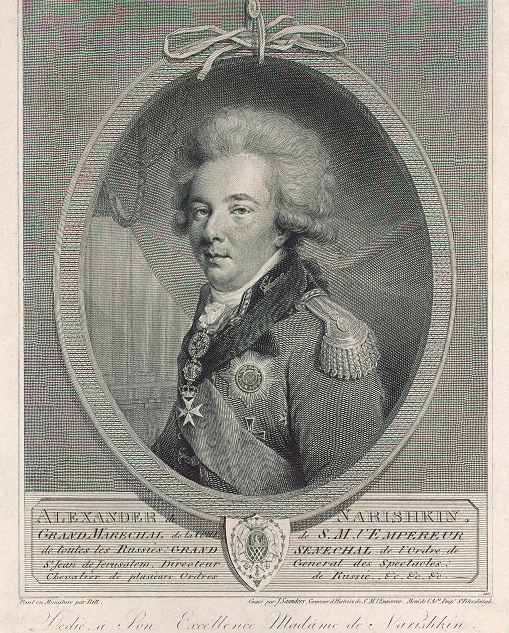 Portret hrabiego Aleksandra Lwowicza Naryszkina 1760-1826, 1801 autorstwa Joseph Saunders