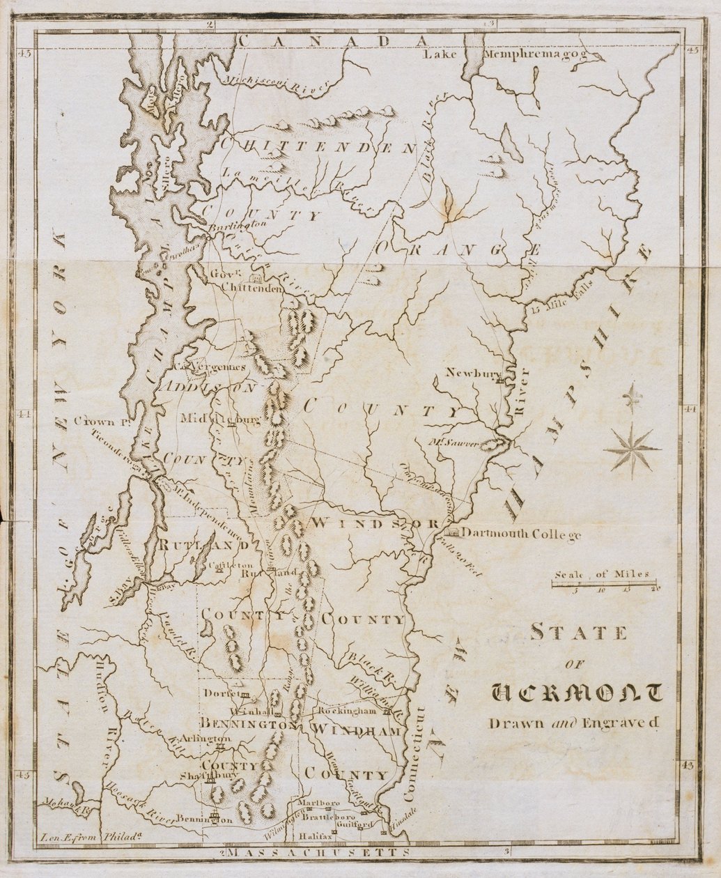 Mapa stanu Vermont autorstwa Joseph Scott