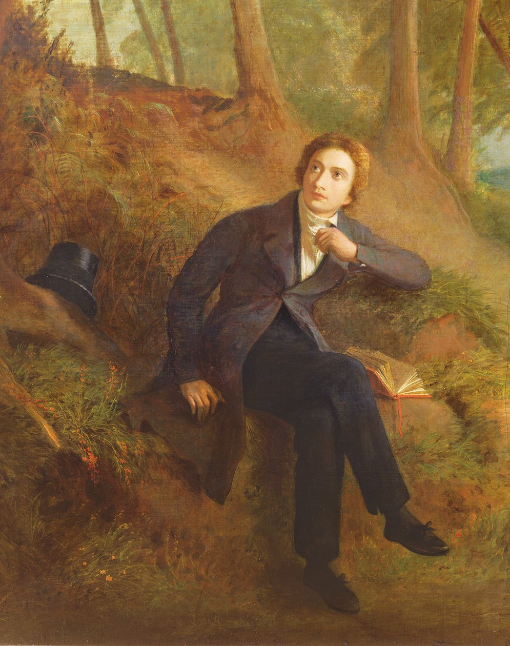 Fragment obrazu Keatsa słuchającego słowika na Hampstead Heath, 1845 olej na płótnie patrz także 145174 autorstwa Joseph Severn