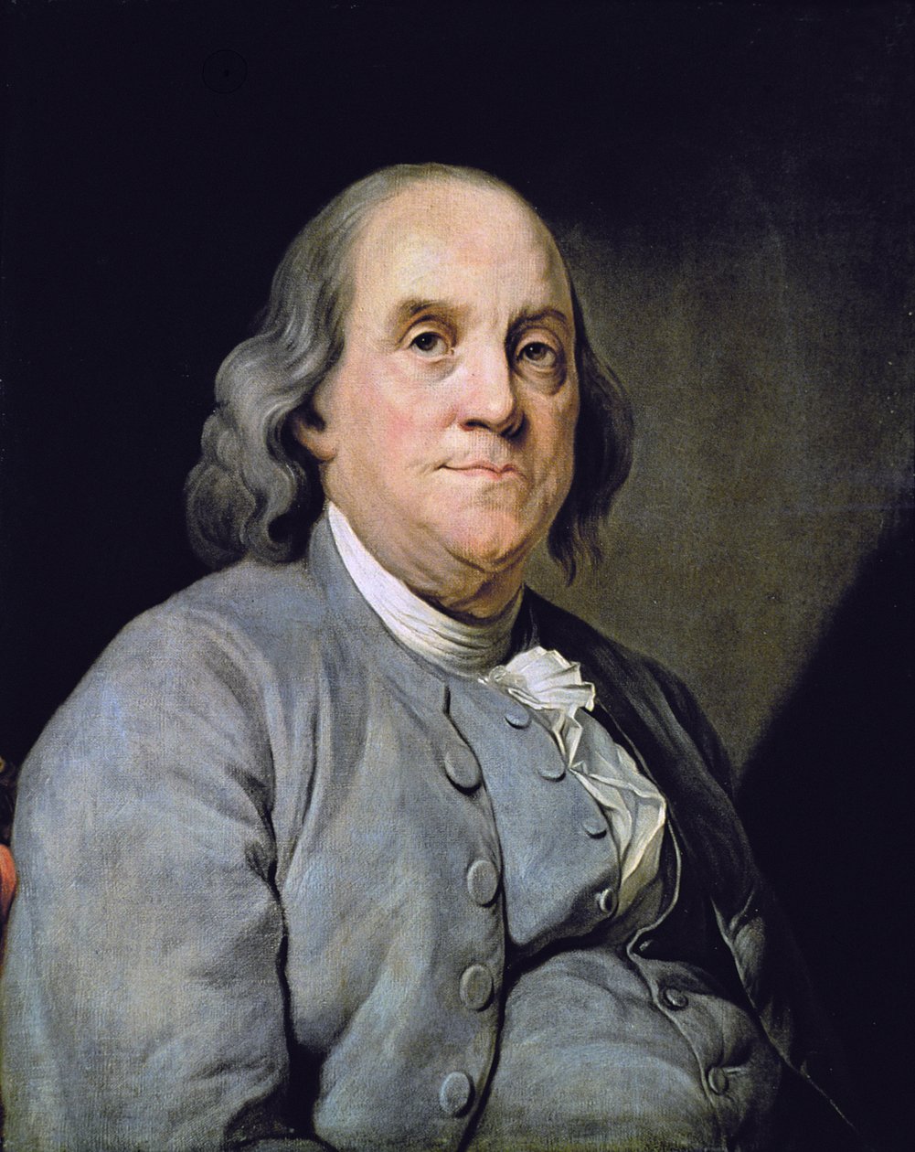 Portret Benjamina Franklina (kolor lito) autorstwa Joseph Siffred (after) Duplessis