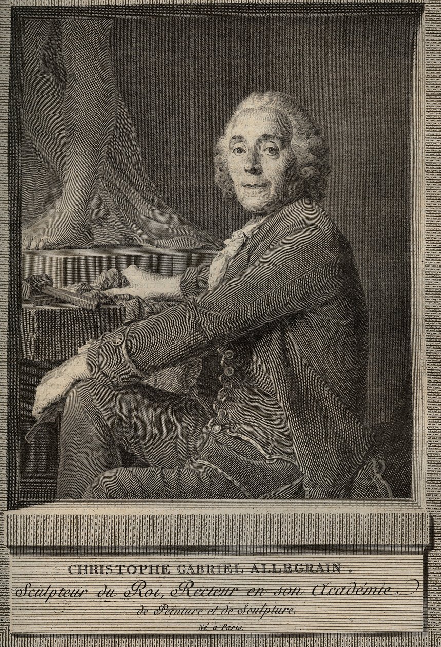 Portret Christophe-Gabriela (Christophe Gabriel) Allegrain (1710-1795) Francuski rzeźbiarz - rycina wg obrazu Josepha-Siffreina Duplessisa autorstwa Joseph Siffred (after) Duplessis