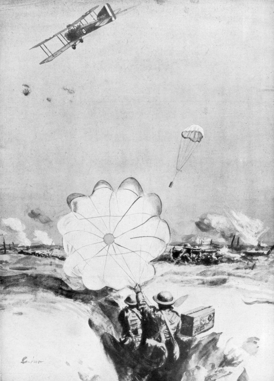 Samolot dostarczający amunicję na linię frontu brytyjskiego, I wojna światowa, 1914-1918 1926 autorstwa Joseph Simpson