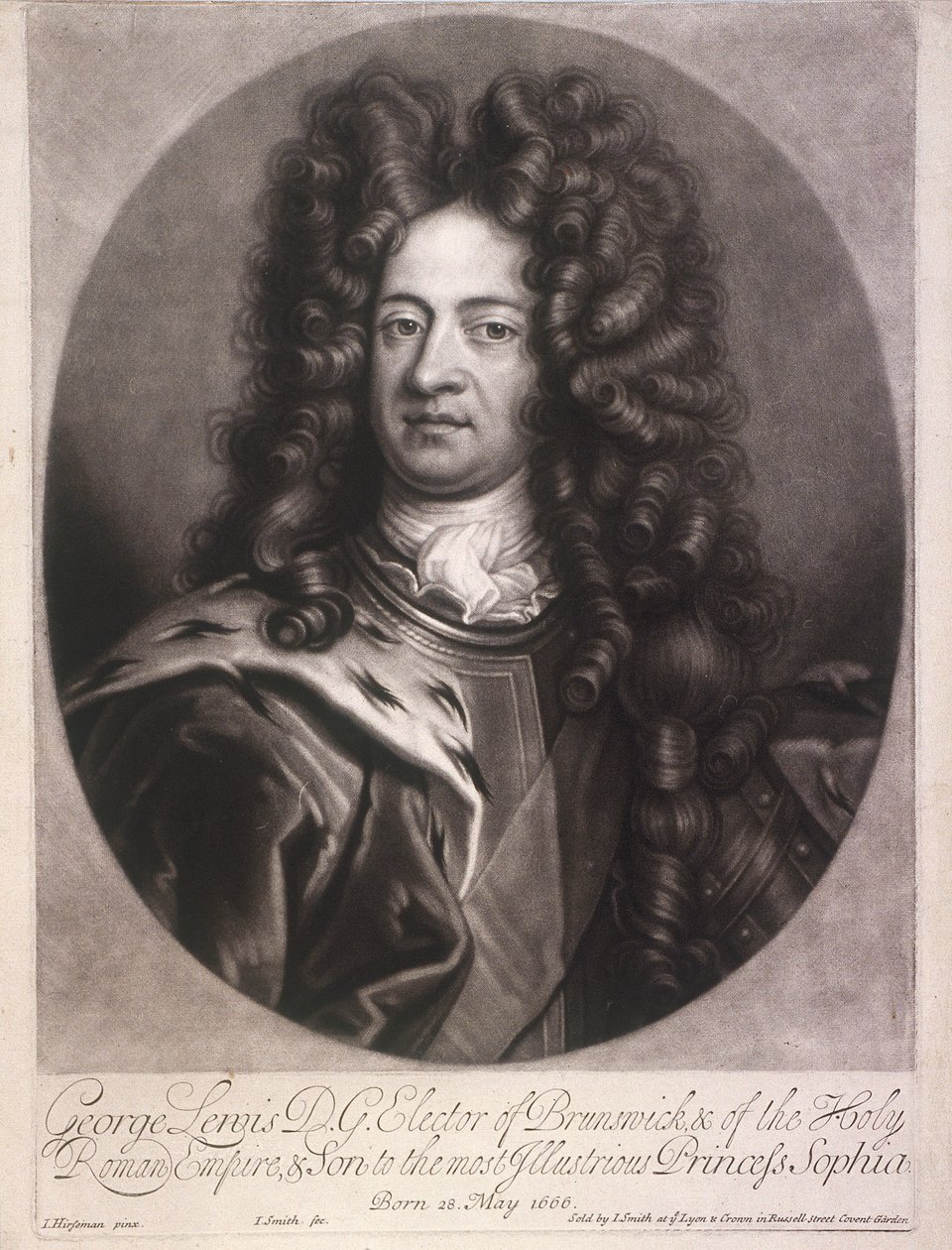 Owalny portret Jerzego I, króla Wielkiej Brytanii, ok. 1700 autorstwa Joseph Smith