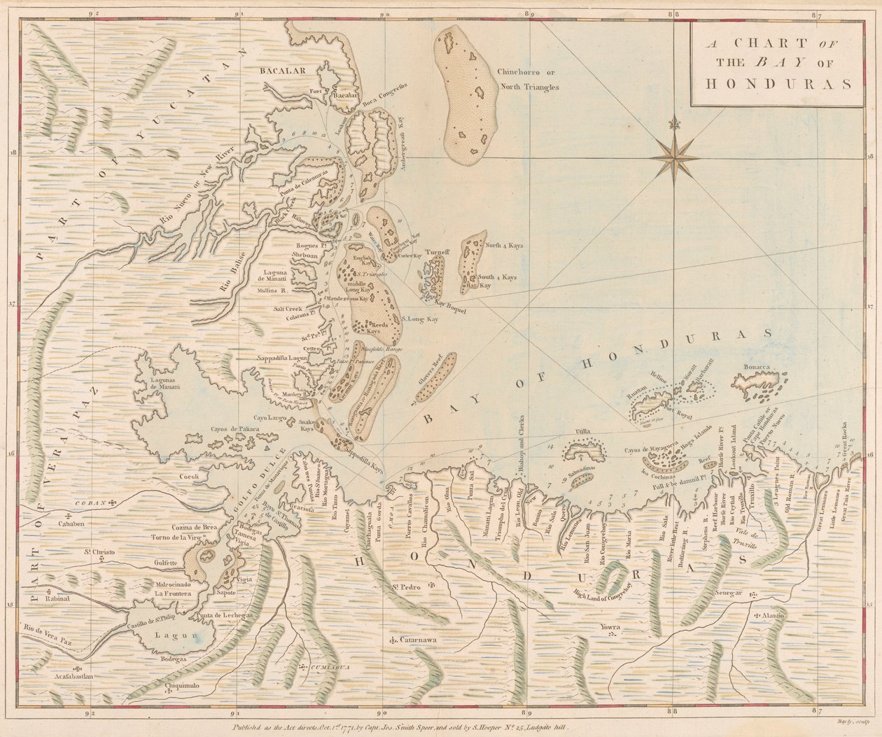 Mapa Zatoki Honduraskiej autorstwa Joseph Smith Speer
