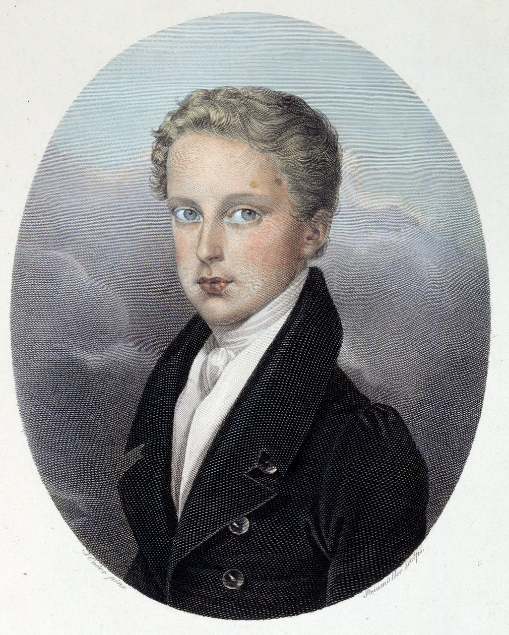 Portret księcia Reichstadt (1811-1832), syna Napoleona I i Marii Ludwiki Austriackiej Grawer Józefa Steinmullera (1795-1841) 1827 Zbiory prywatne autorstwa Joseph Steinmuller