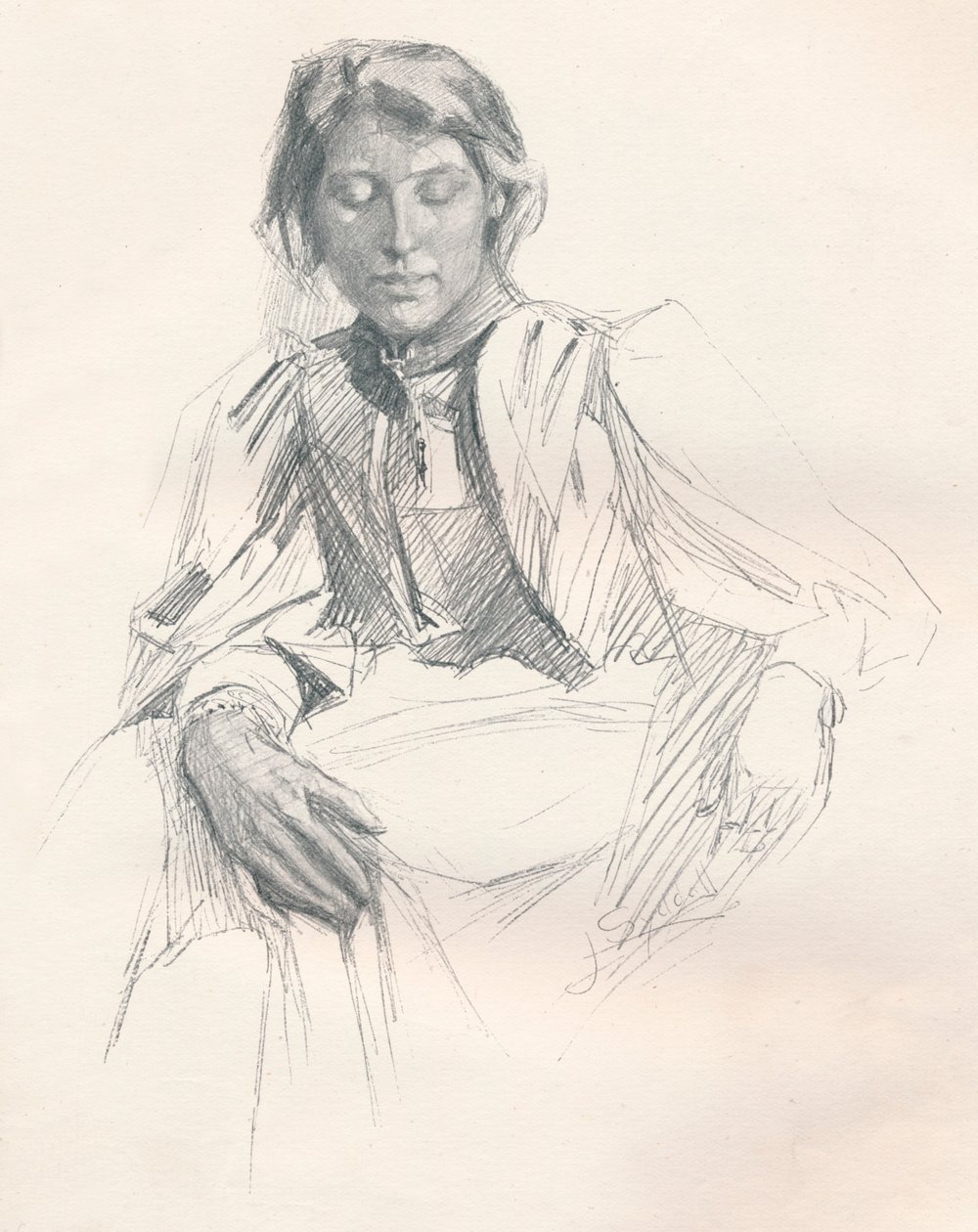 „Studium ołówkiem”, c1897 autorstwa Joseph Syddall