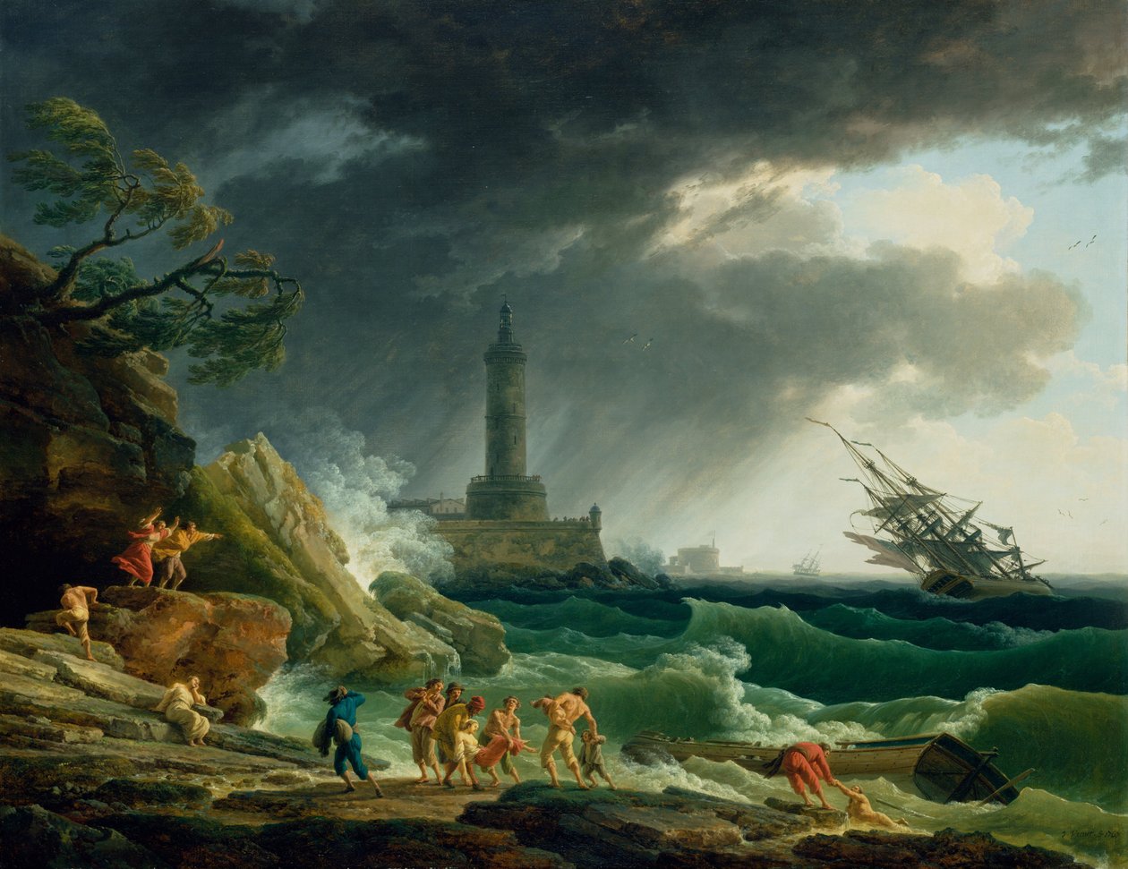 Sztorm na wybrzeżu Morza Śródziemnego autorstwa Joseph Vernet