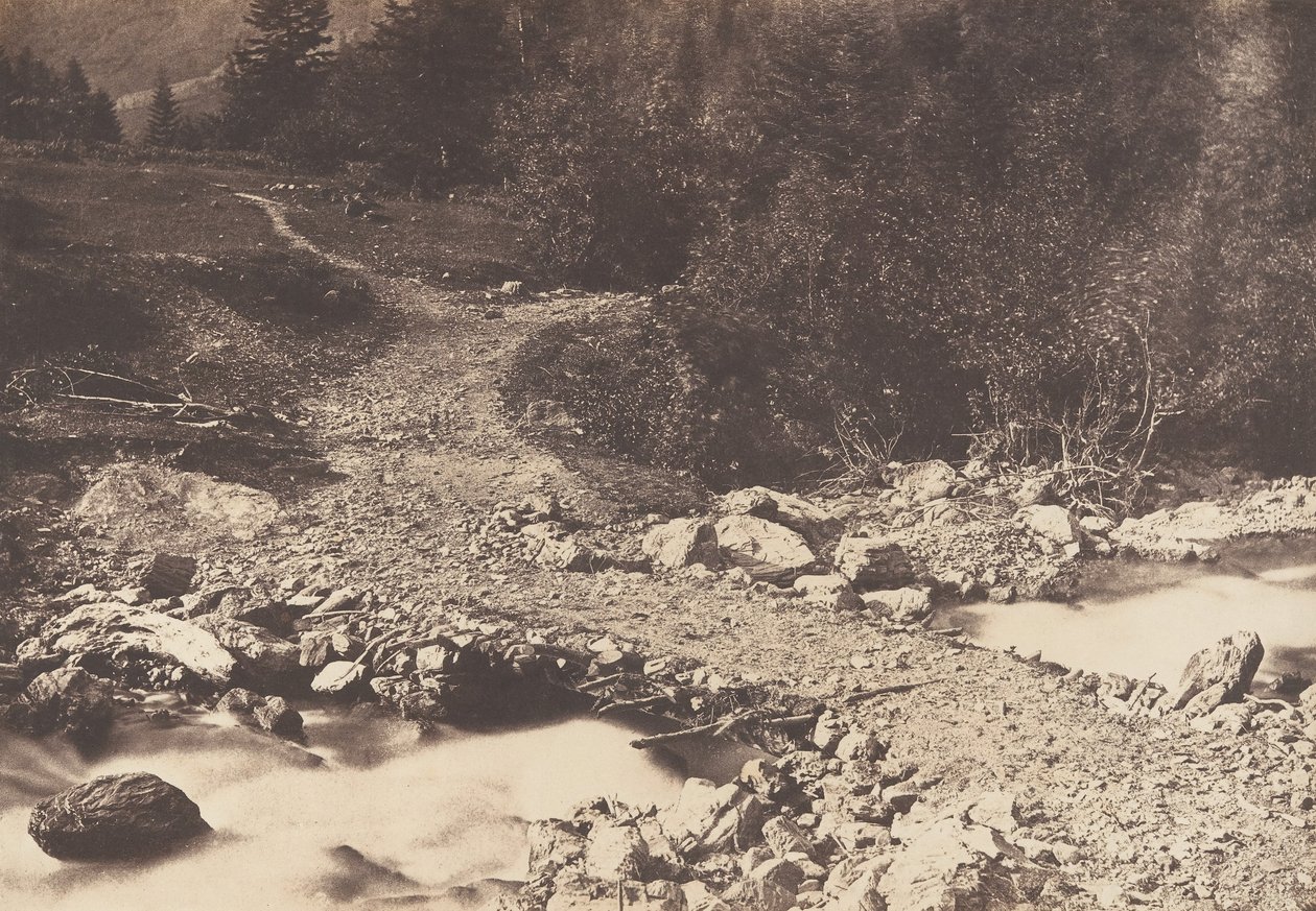 Łupkowy most wzięty w drodze powrotnej z paryskiego wodospadu, Luchon, 1853. autorstwa Joseph Vigier