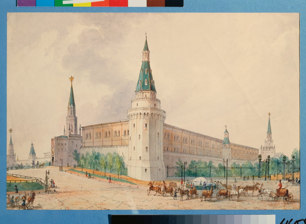 Plac Zmartwychwstania i Ogród Aleksandra w Moskwie (Plac Zmartwychwstania i Ogród Aleksandra w Moskwie) - Praca Josepha Viviena (1793-1852), akwarela na papierze, sztuka polska XIX w., klasycyzm - Państwowe Muzeum Historyczne , Mosk autorstwa Joseph Vivien