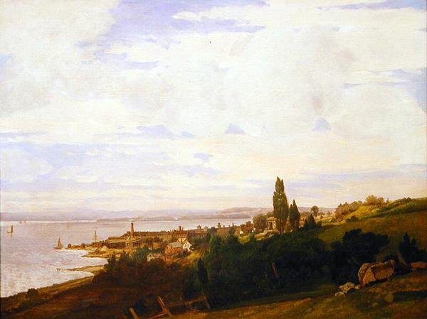 Widok na rzekę Hudson w pobliżu Sing Sing, Nowy Jork, koniec lat 40. XIX wieku (olej na płótnie) autorstwa Joseph Vollmering