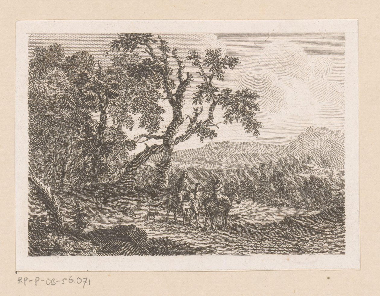 Krajobraz z dwoma jeźdźcami i mężczyzną na piechotę autorstwa Joseph Wagner (possibly)