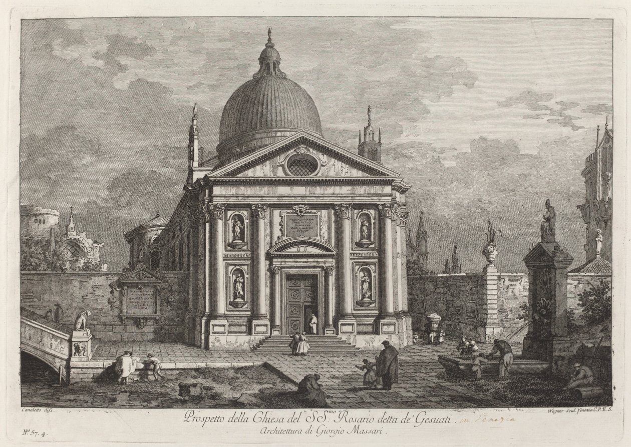 Prospekt Kościoła Św. Różaniec znany jako Gesuati autorstwa Joseph Wagner after Canaletto