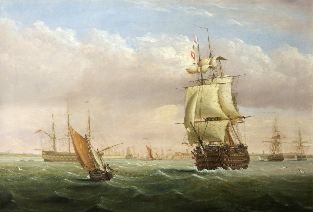 Wejście do portu z wysyłką (olej na płótnie) autorstwa Joseph Walter