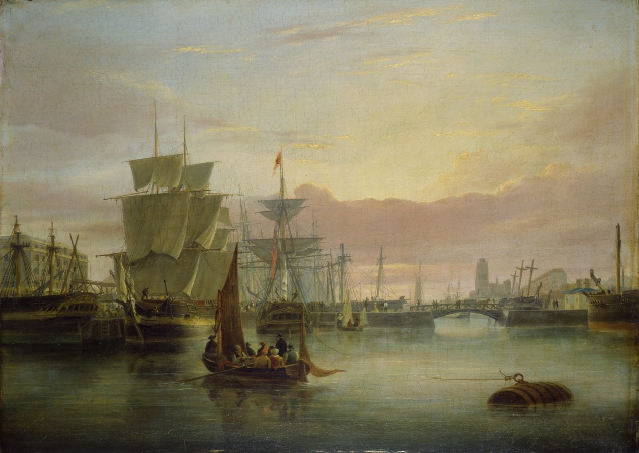 Pływający port w Bristolu z mostem Prince Street autorstwa Joseph Walter