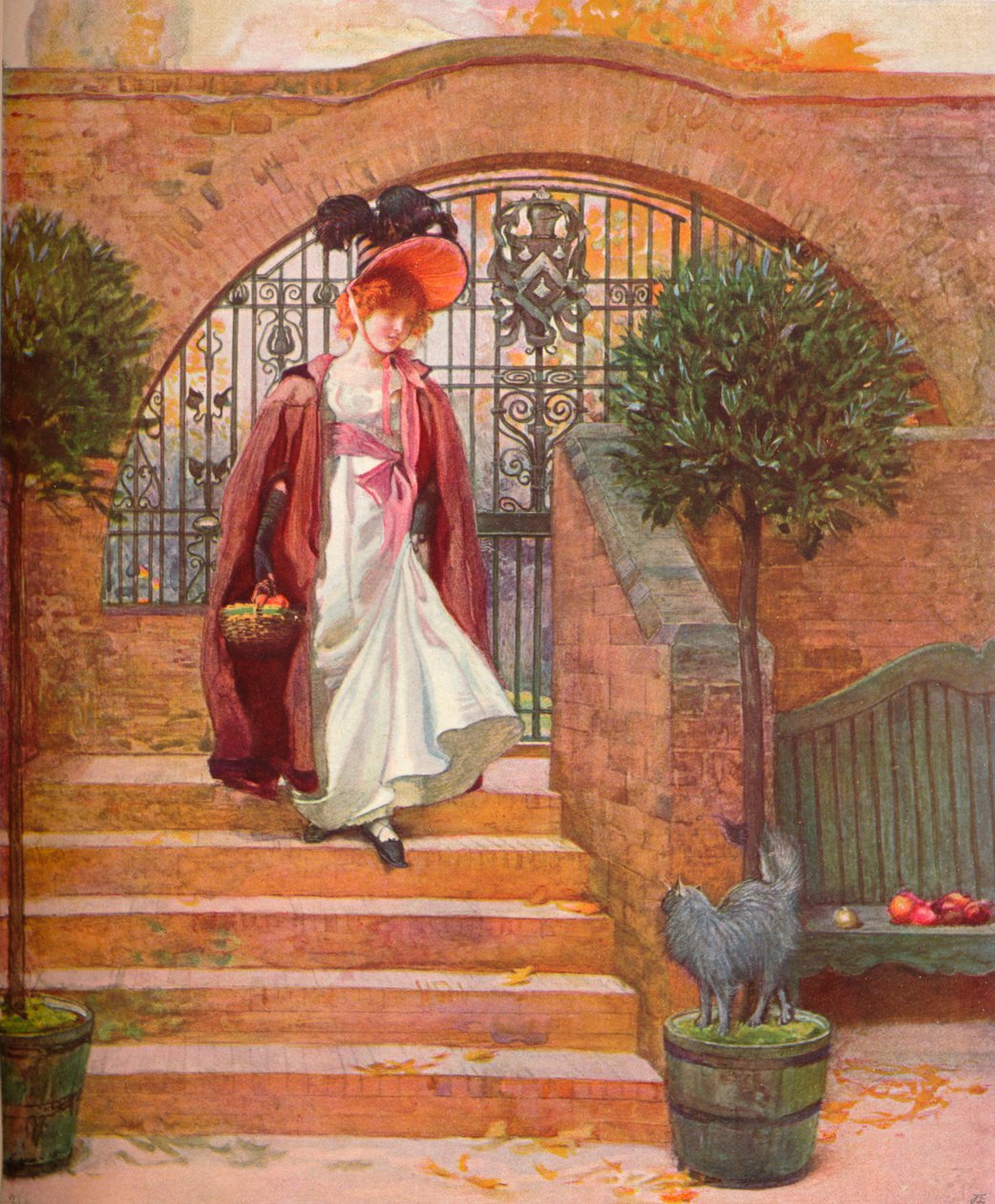 Sad, brona: brama wjazdowa i schody, c1880-1903, 1903 autorstwa Joseph Walter West