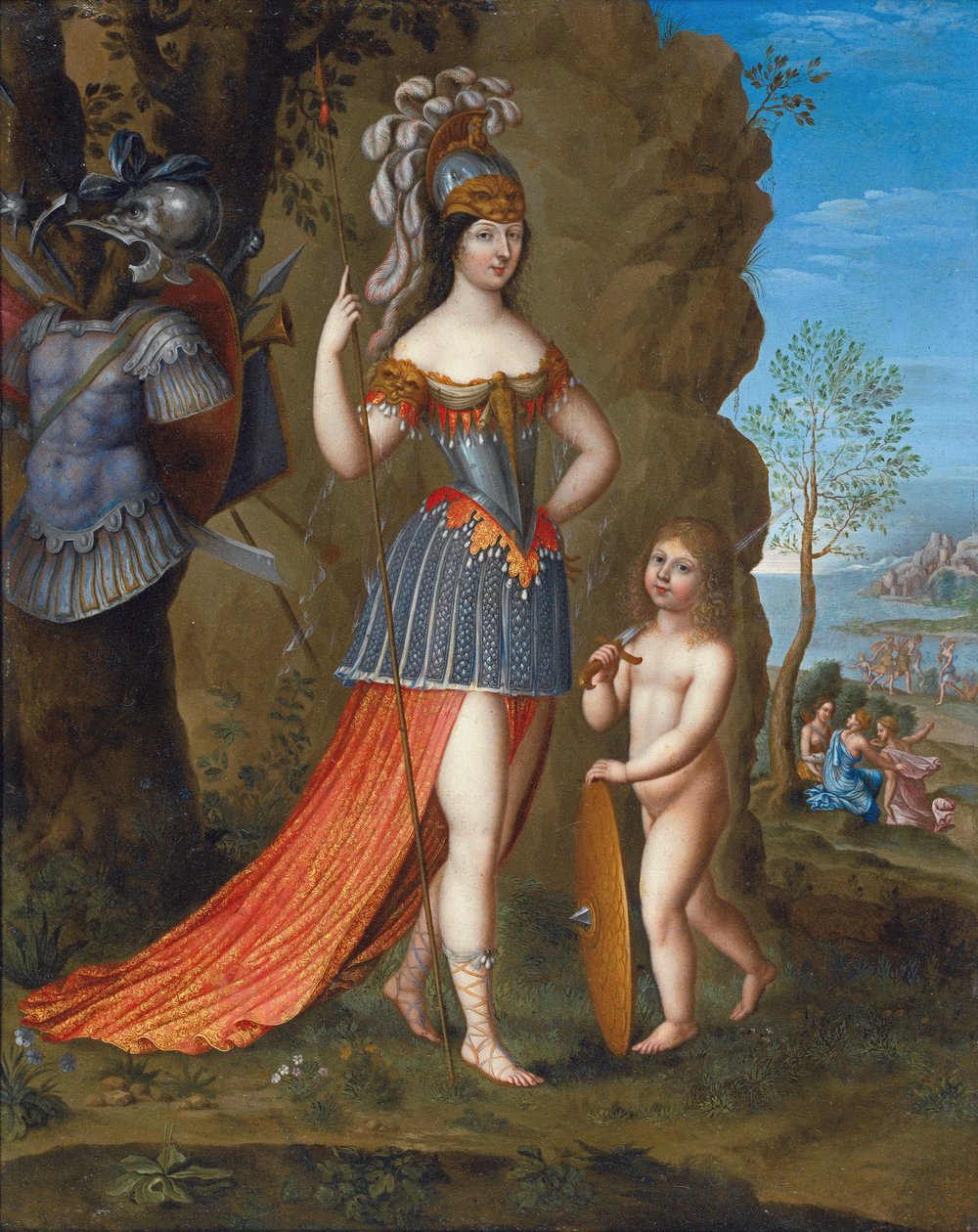 Francuski:  Portrait de femme en Minerve Portret damy jako Minerwy autorstwa Joseph Werner the Younger