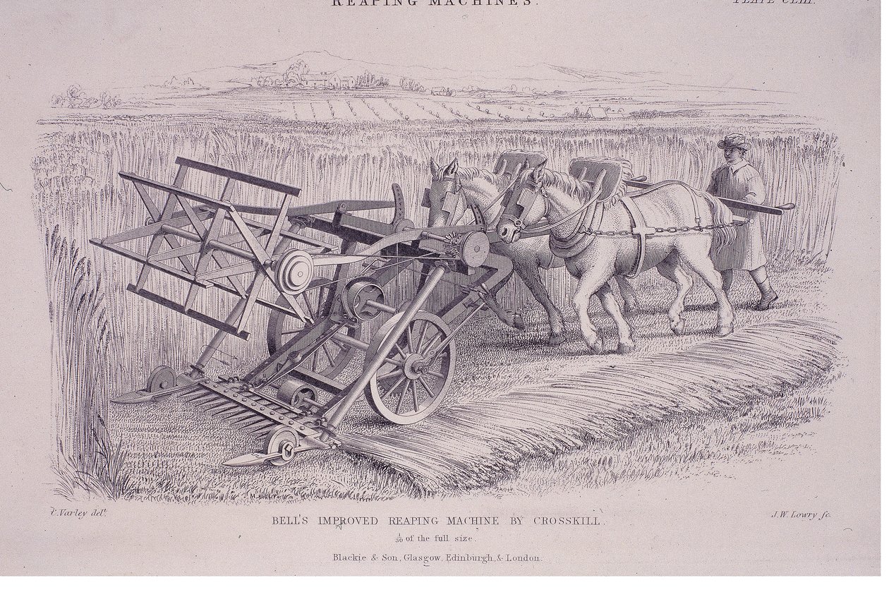 Bells ulepszył maszynę do zbioru przez Crosskill, c1840s. autorstwa Joseph Wilson Lowry