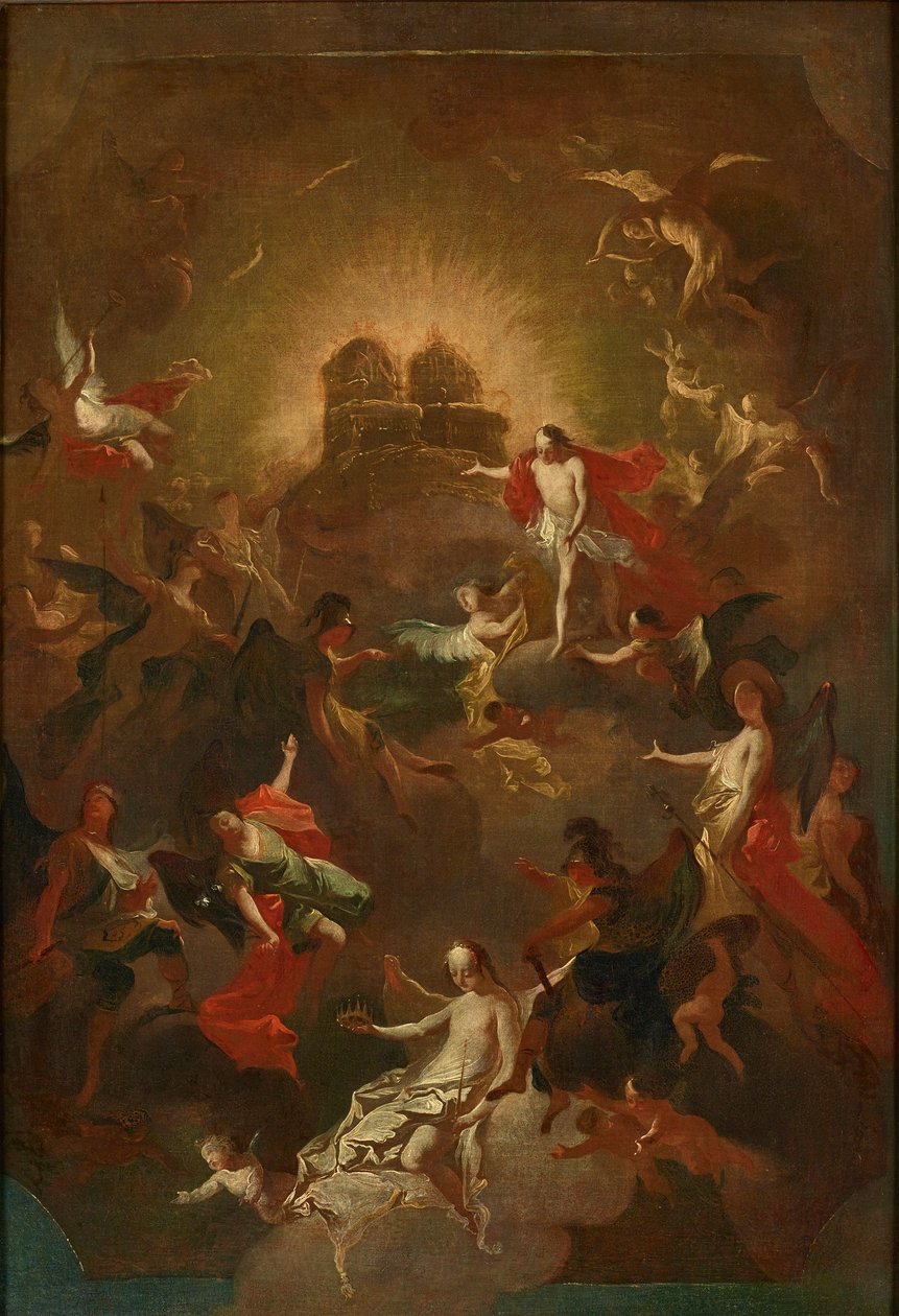 Chrystus i dziewięć chórów anielskich czekają na Maryję przed jego i jej tronem” autorstwa Joseph Winterhalder d. J.
