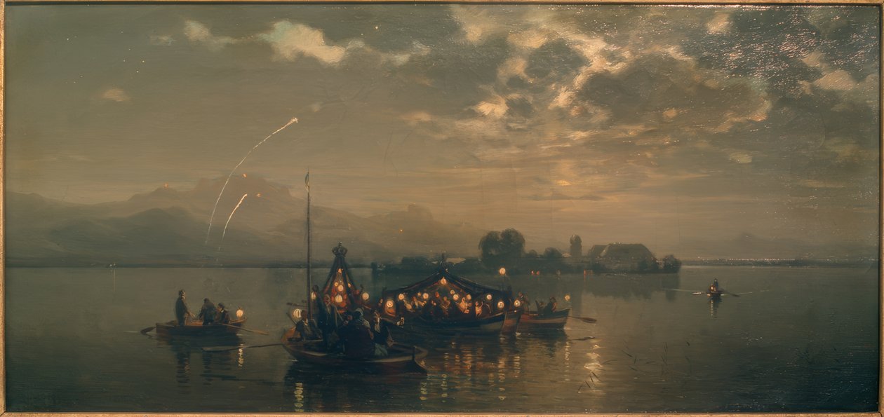 Nocna wycieczka łodzią po Chiemsee autorstwa Joseph Wopfner