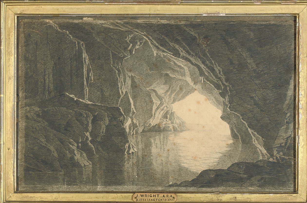 Grota w Zatoce Salerno, Wieczór, ok. 1800 autorstwa Joseph Wright of Derby