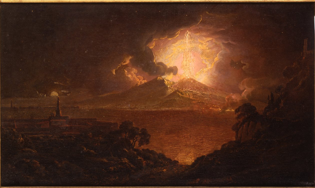Widok Wezuwiusza wybuchającego nocą autorstwa Joseph Wright of Derby