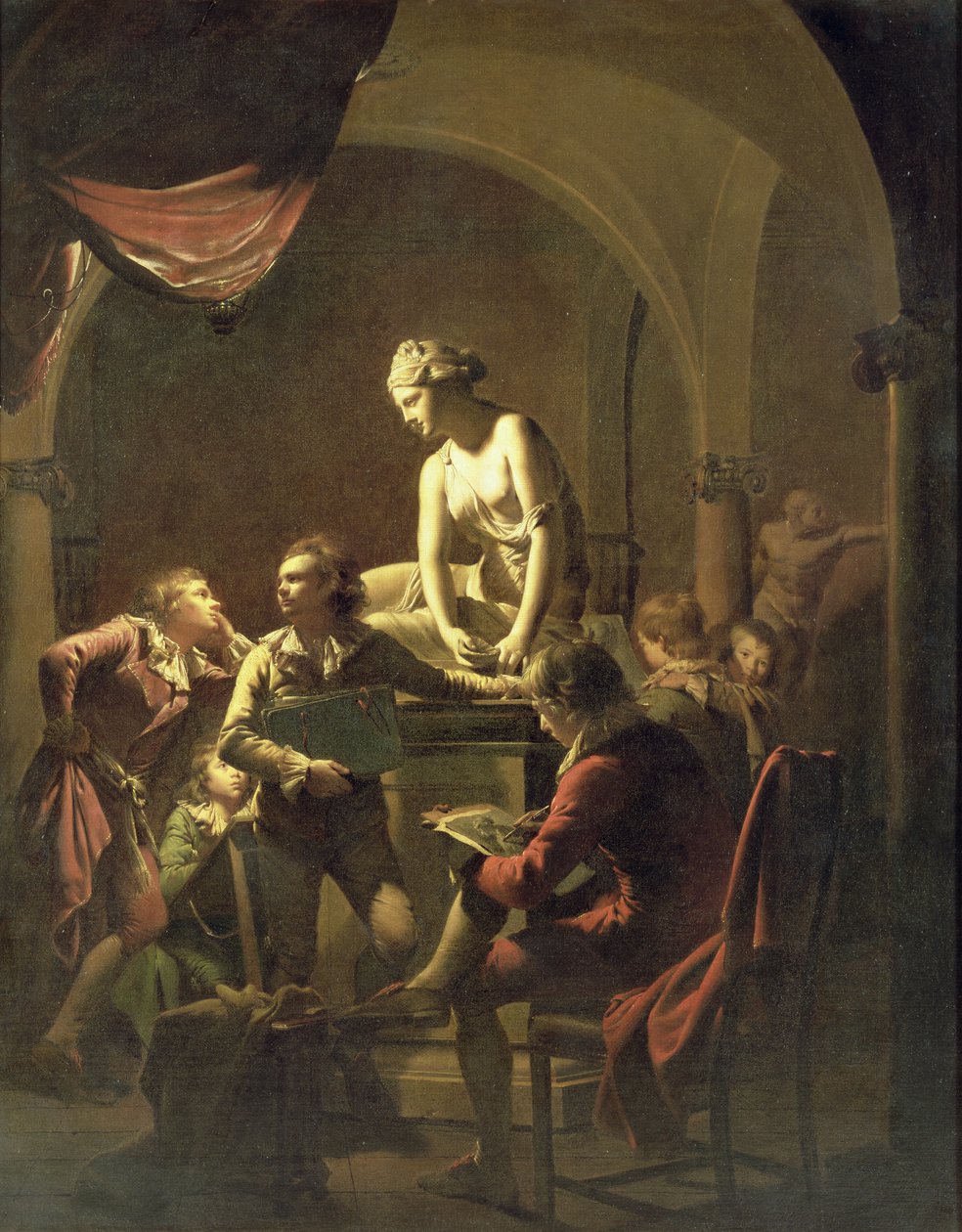 Akademia przy lampie, ok. 1768-69 (olej na płótnie) autorstwa Joseph Wright of Derby