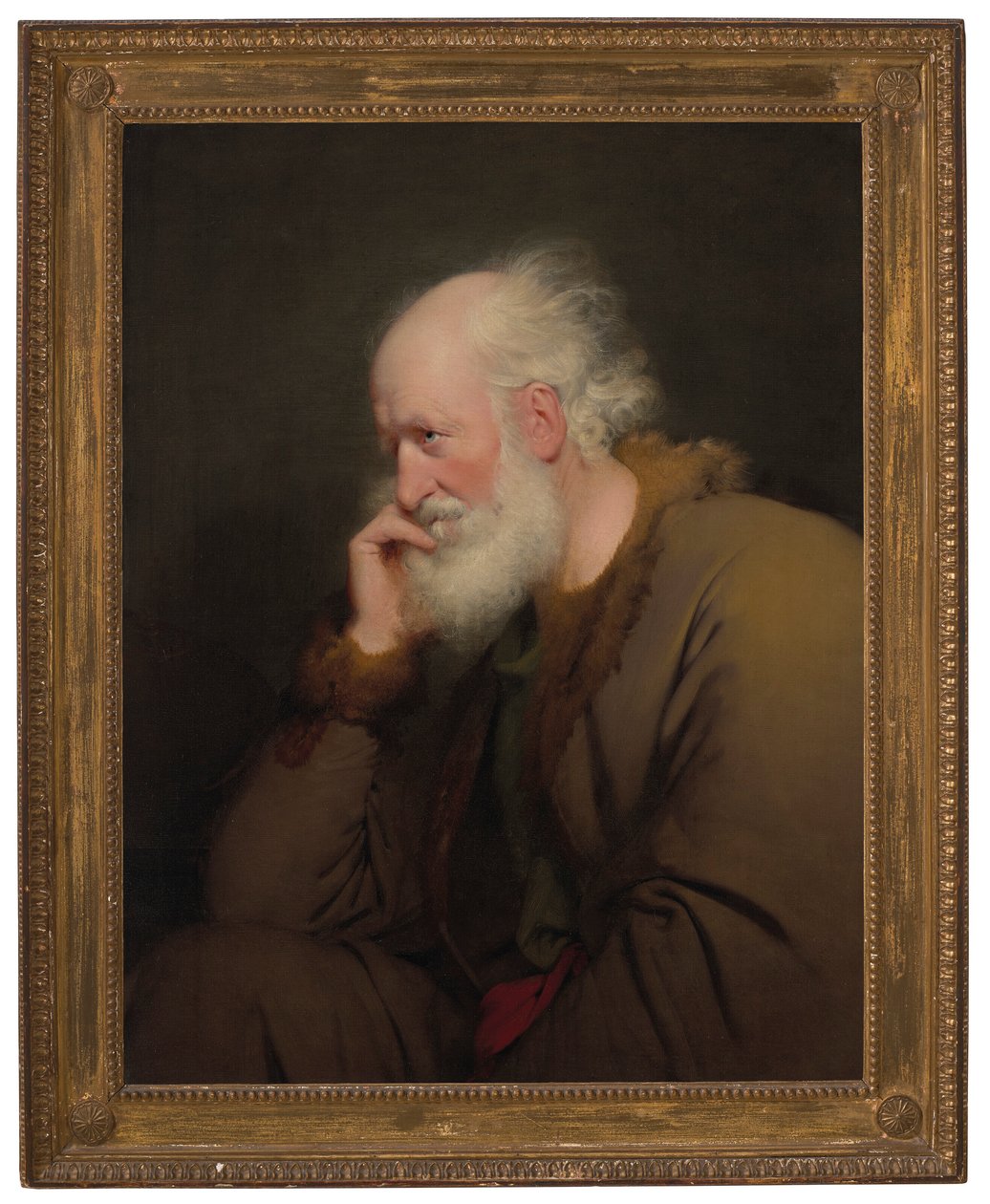 Stary mężczyzna, półdługi, w futrzanym płaszczu autorstwa Joseph Wright of Derby