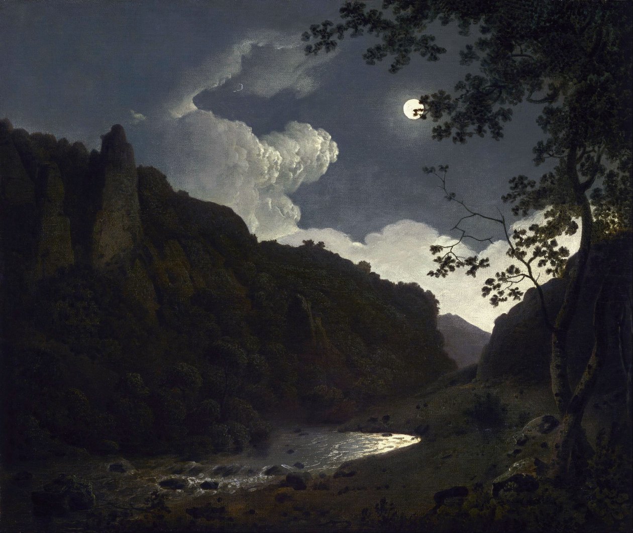 Dovedale w świetle księżyca autorstwa Joseph Wright of Derby