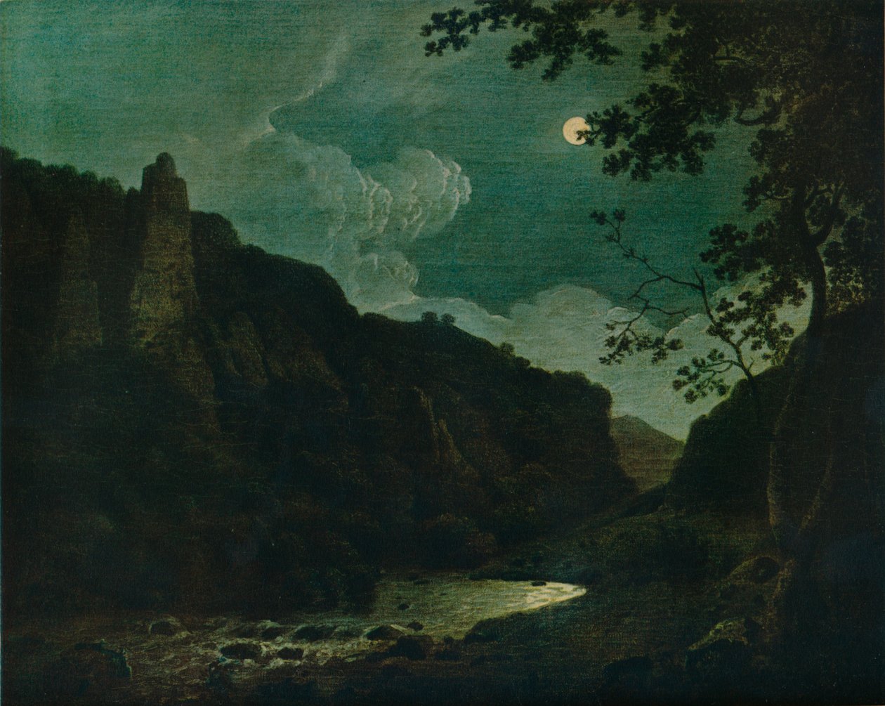 Dovedale przez Moonlight, 1784 autorstwa Joseph Wright of Derby