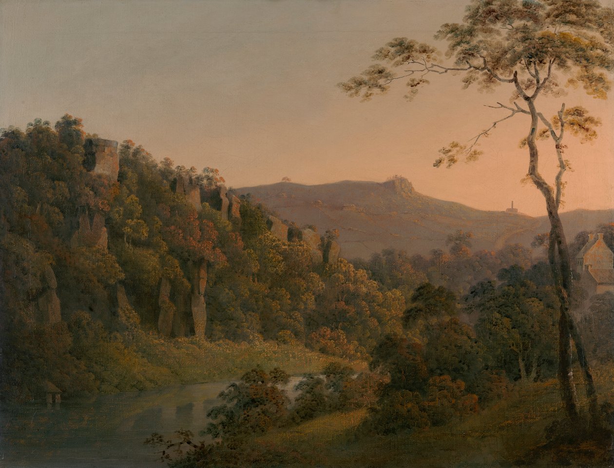Matlock Dale, patrząc w kierunku Black Rock Escarpment autorstwa Joseph Wright of Derby
