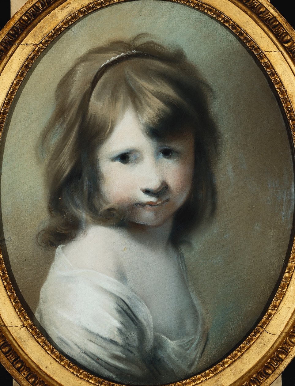 Portret Harriet Wright, córki artysty, jako dziecko, długość biustu, patrząca przez prawe ramię, autorstwa Joseph Wright of Derby