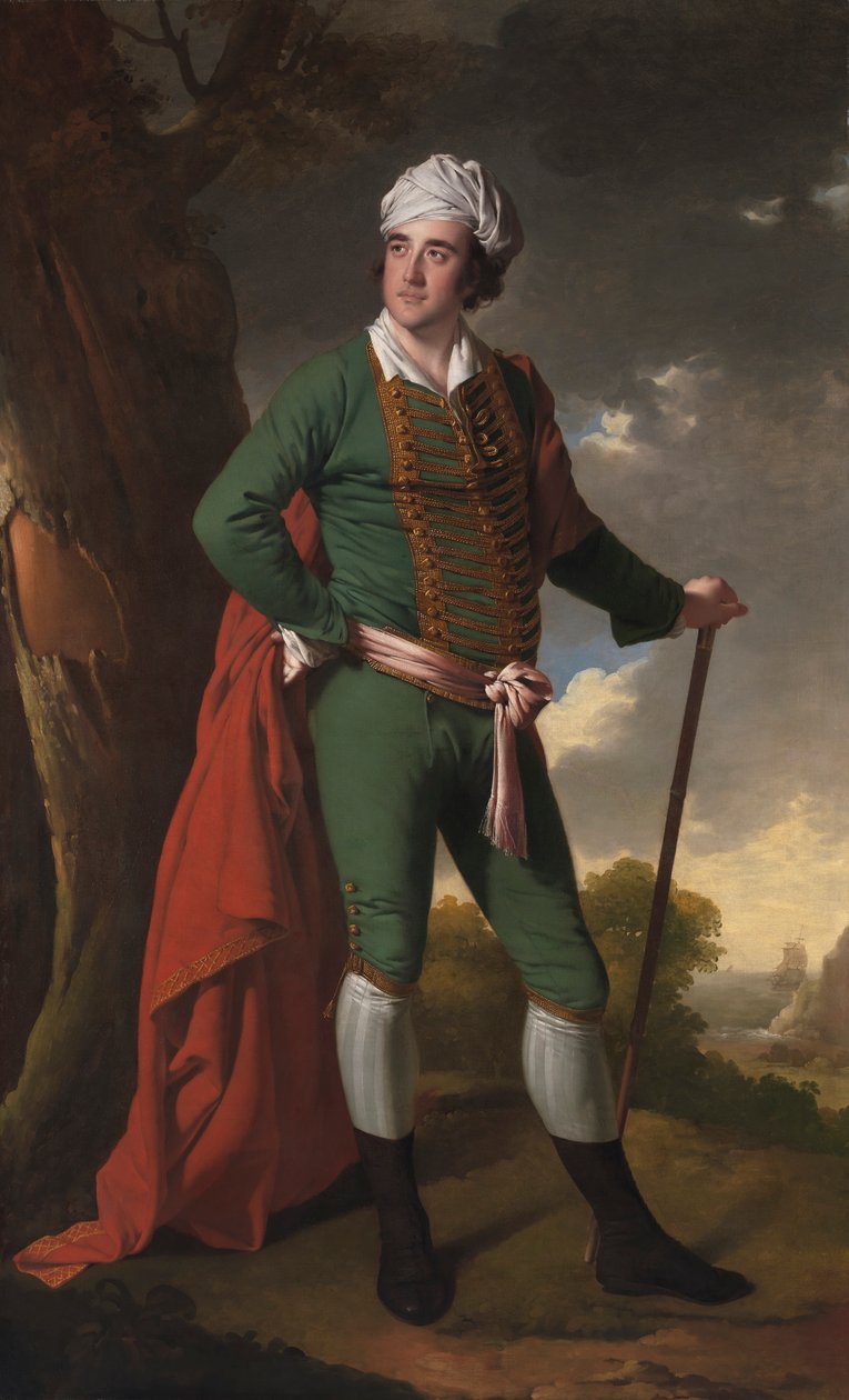 Portret mężczyzny, znanego jako „indyjski kapitan” autorstwa Joseph Wright of Derby